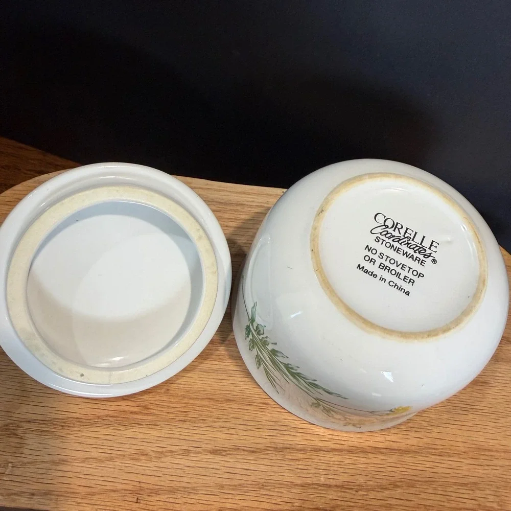 Corelle Coordinates Abundance Sugar Bowl with Lid Stoneware Floral Blue Yellow
